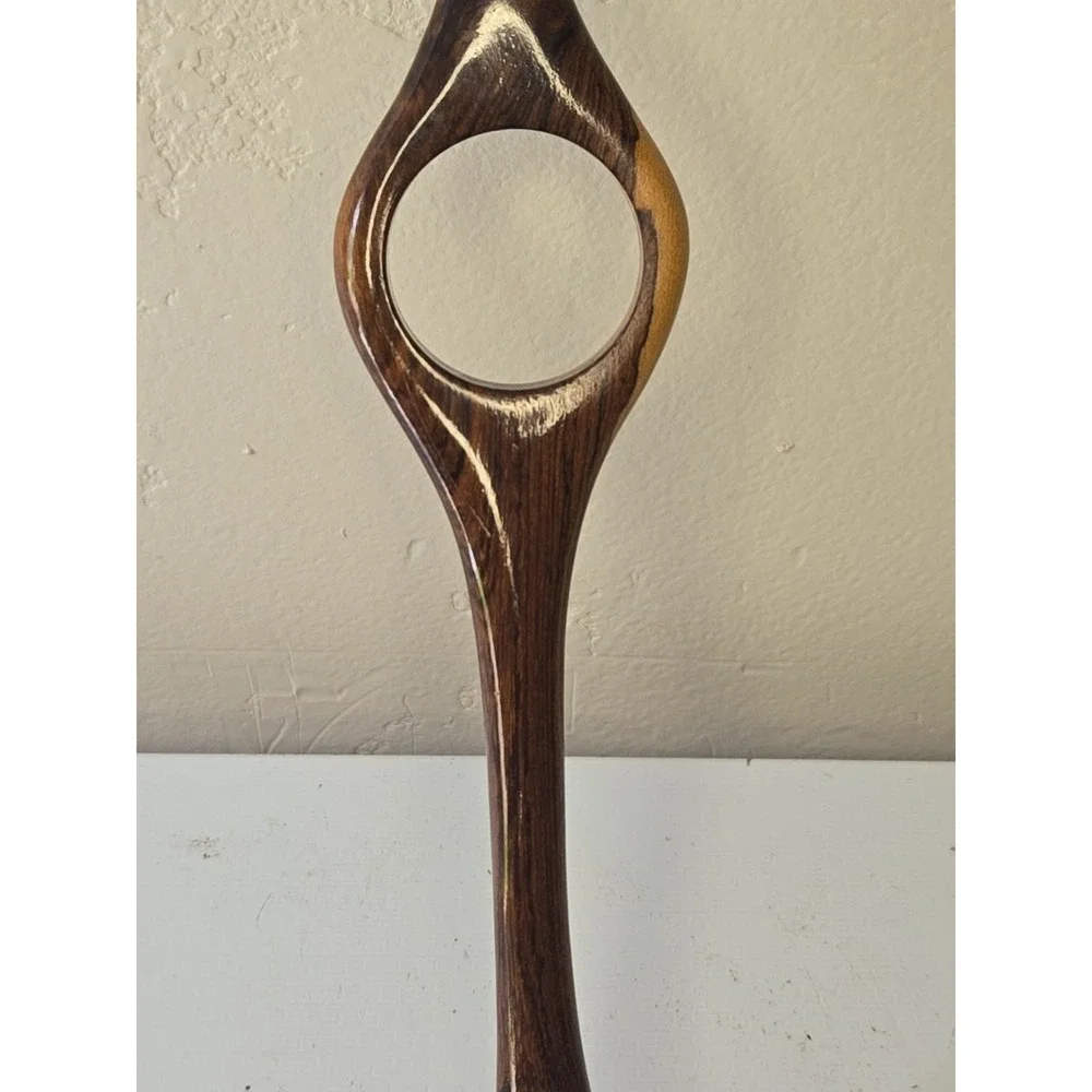 Vintage MCM Wooden Balancing Wine Bottle Holder Solid Wood Gravity Stand Rustic